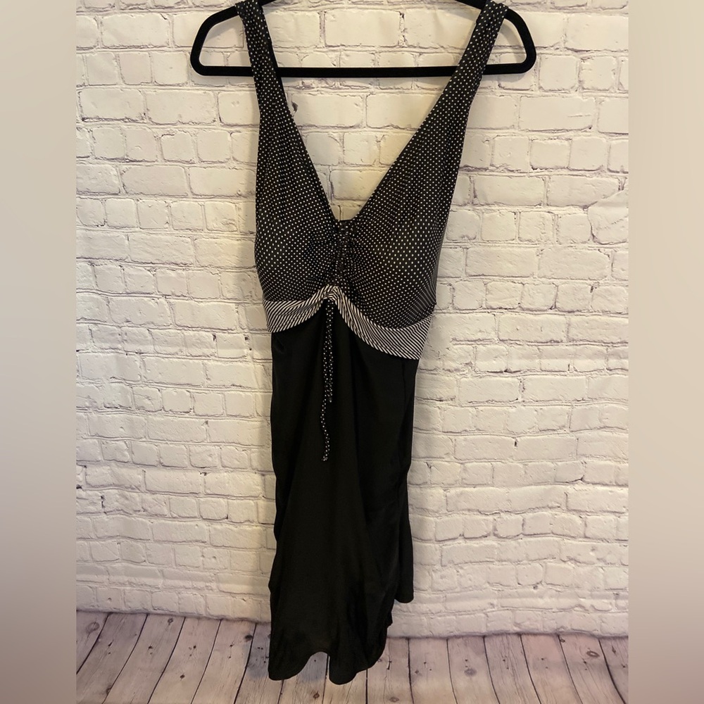 3X Black with Poka-Dot Swimsuit Dress.